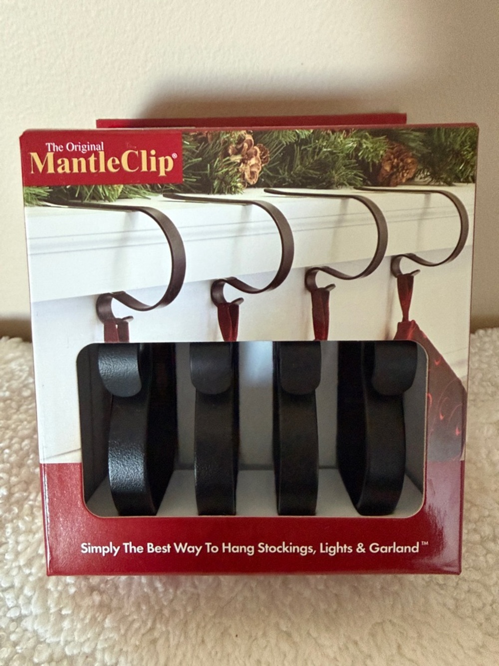 The Original Holiday Christmas Mantle Clip Garland Black Set of 4 NEW!